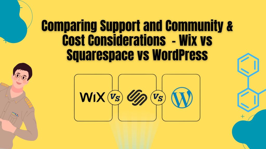 Comparing Support and Community & Cost Considerations - Wix vs Squarespace vs WordPress